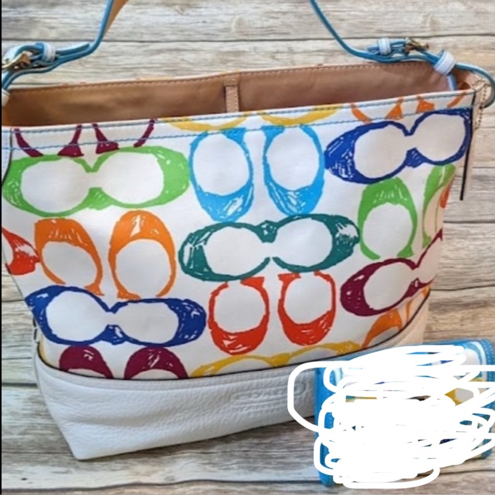Coach Multicolor Shoulder Bag with Blue Accents